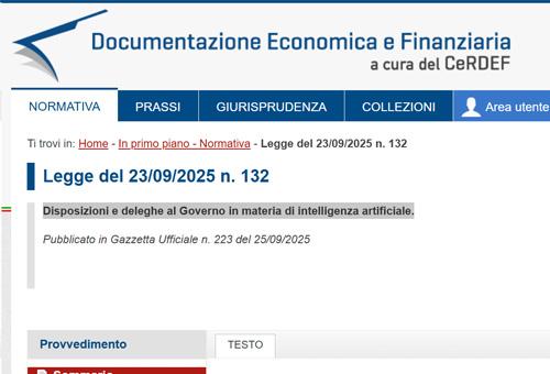Legge del 23/09/2025 n. 132